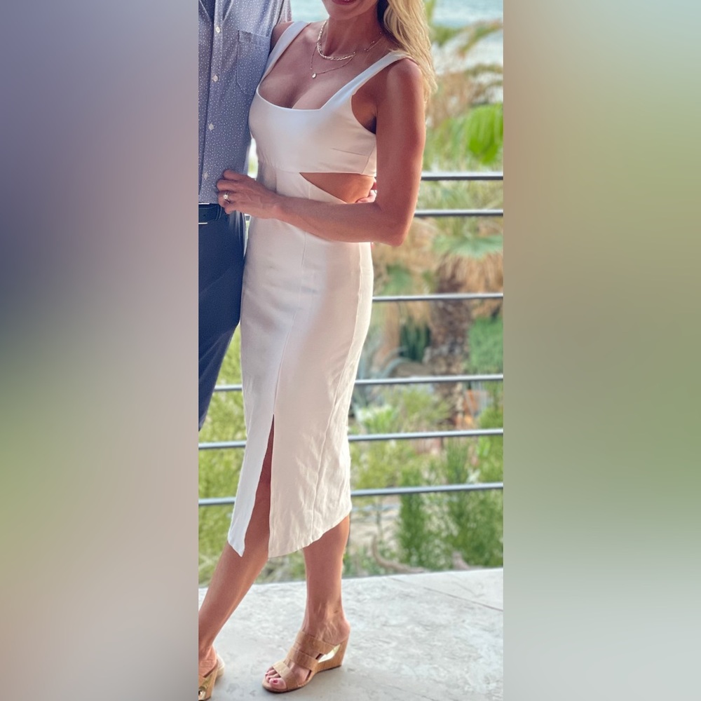 Cream Midi Dress with cutout